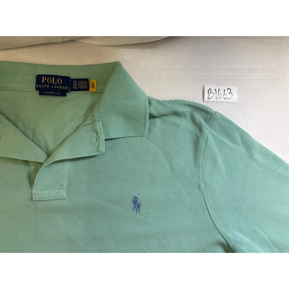 Polo Ralph Lauren Mens XL Classic Fit Sage Green Short Sleeve Cotton Polo Shirt